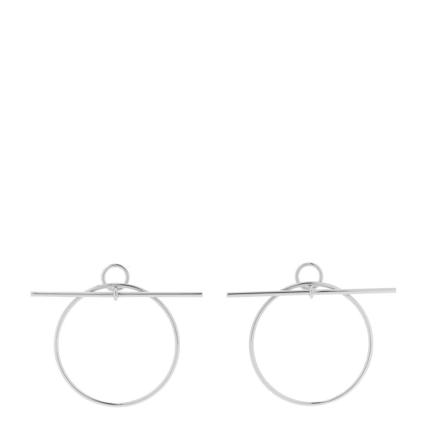 Hermes Sterling Silver MM Loop Earrings 1 of 7
