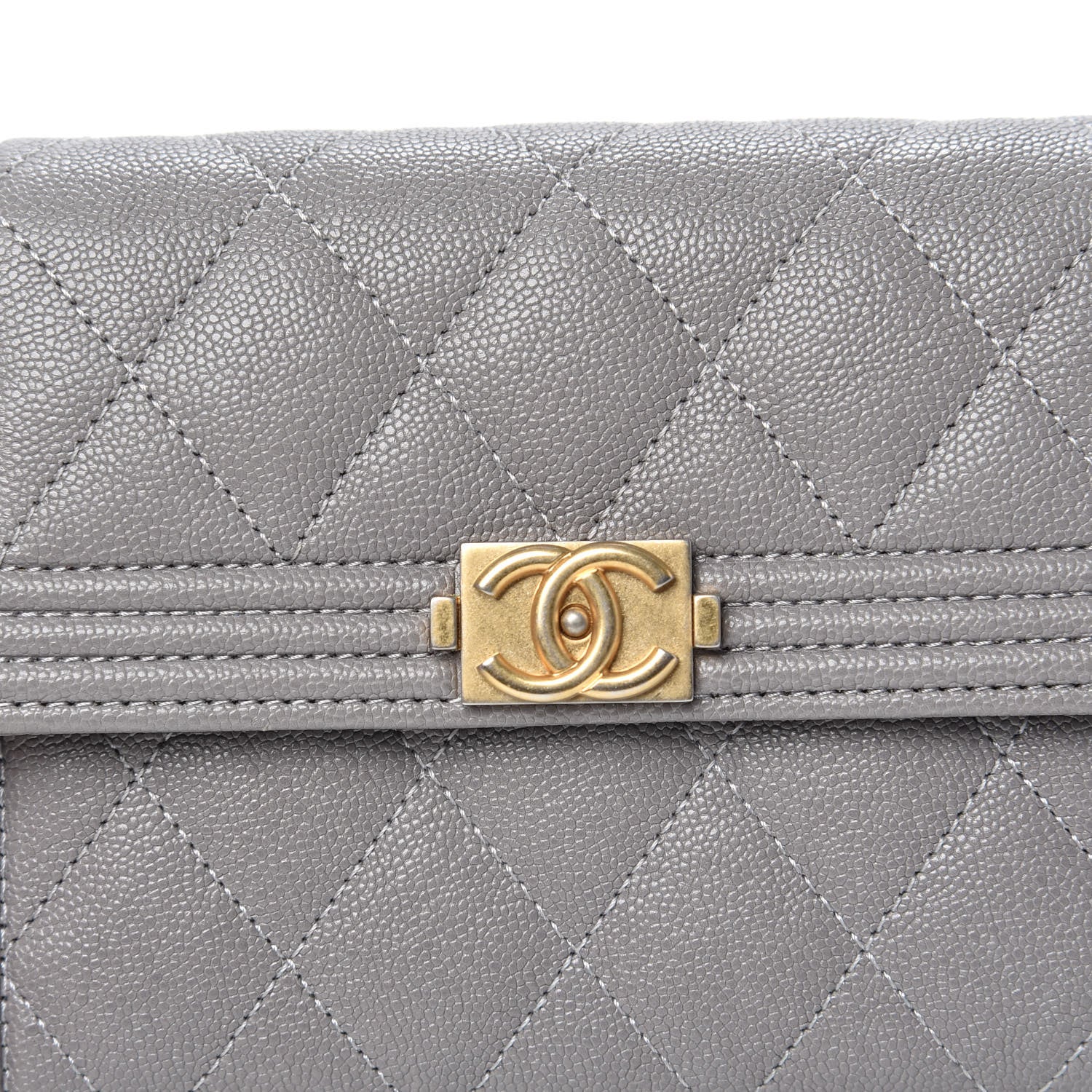 Chanel Caviar Quilted Medium Boy Flap Wallet Grey 10 of 11