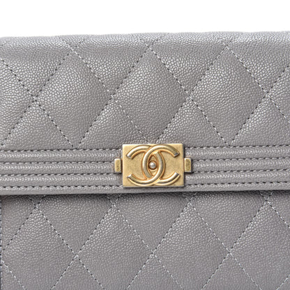 Chanel Caviar Quilted Medium Boy Flap Wallet Grey 10 of 11