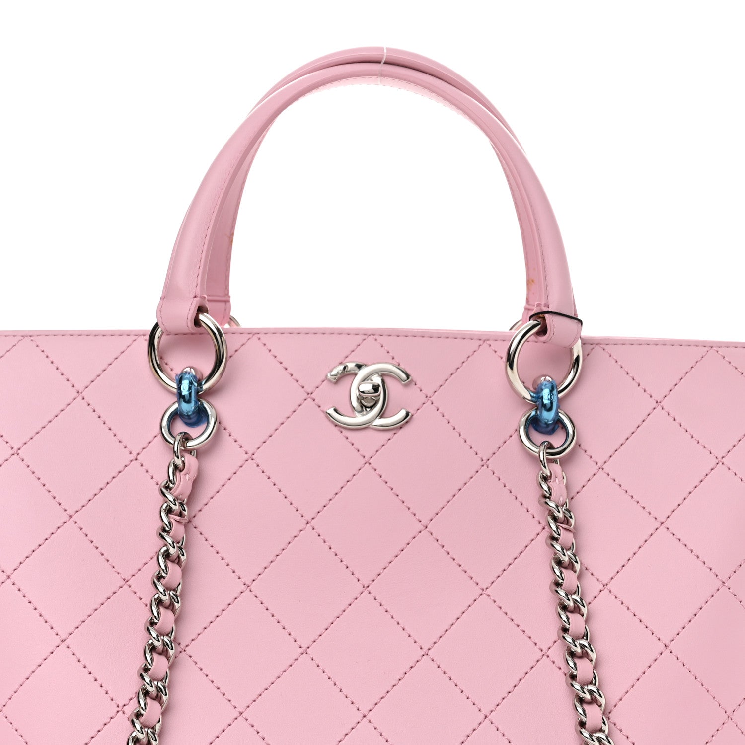 Chanel Calfskin Stitch Medium Ring My Bag Shopping Tote Pink 8 of 11