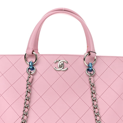 Chanel Calfskin Stitch Medium Ring My Bag Shopping Tote Pink 8 of 11