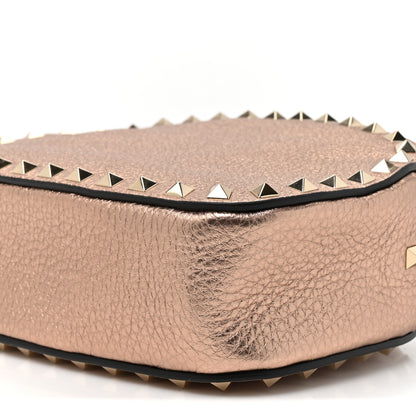 Valentino Garavani Metallic Pebbled Calfskin Rockstud Camera Crossbody Bag Rame 8 of 9