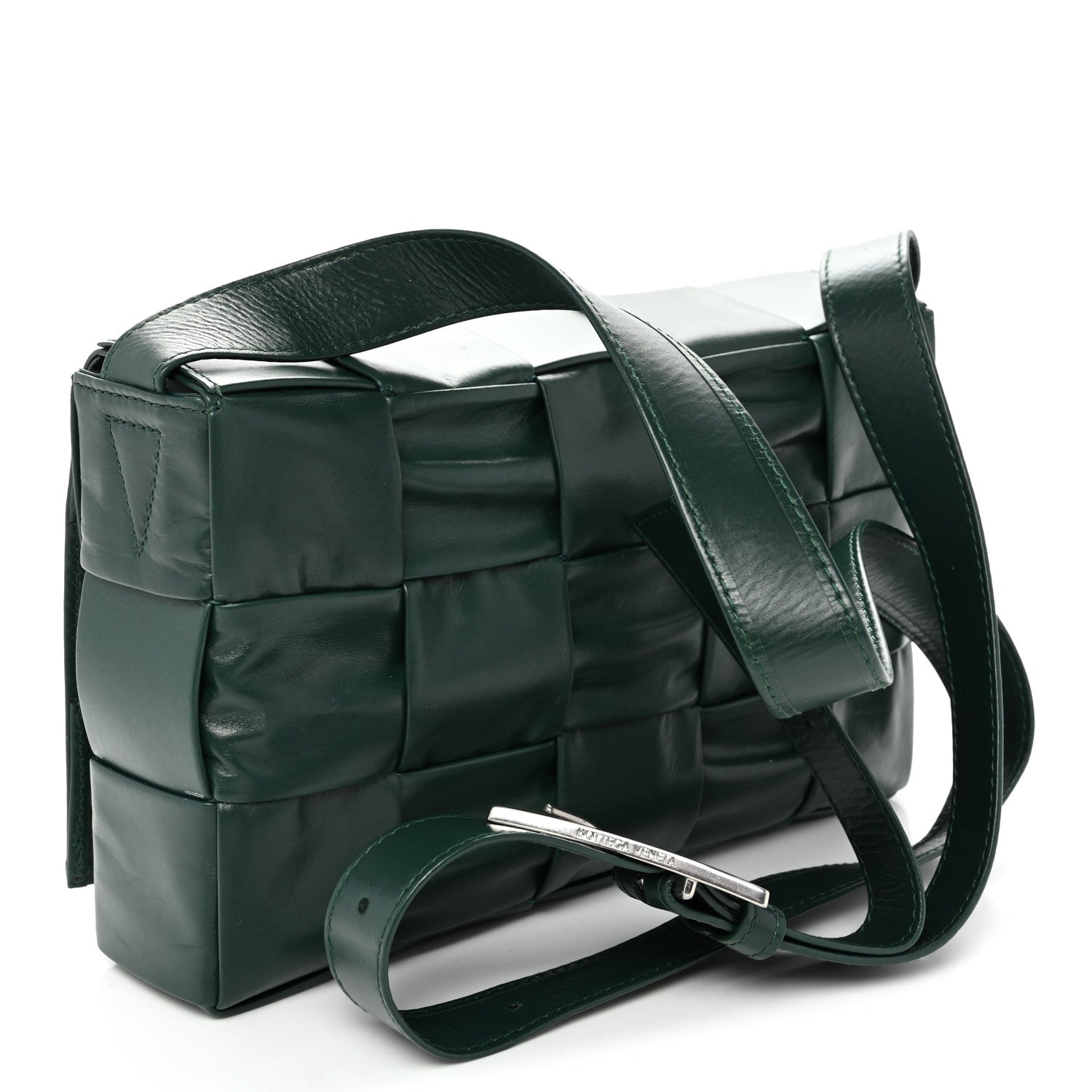 Bottega Veneta Paper Calfskin Maxi Intreccio Small Cassette Crossbody Bag Raintree 3 of 9