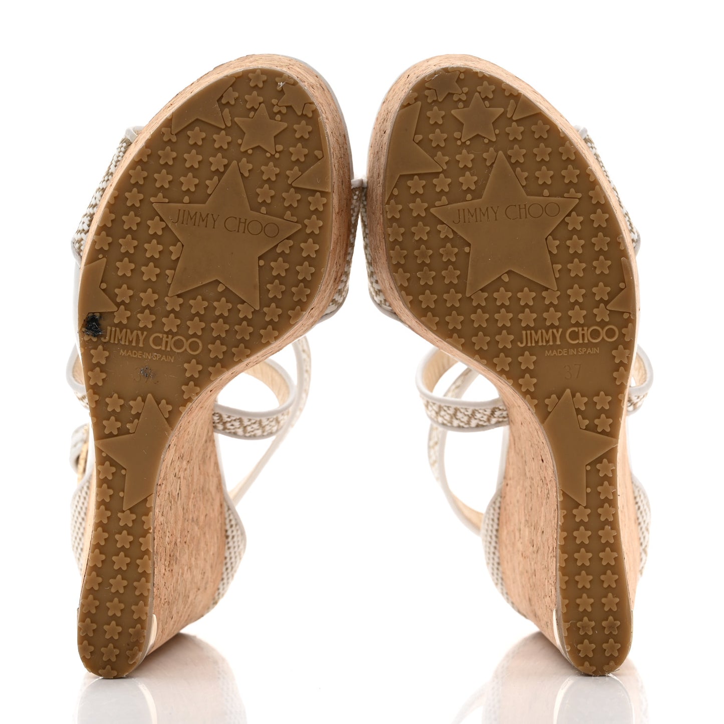 Fabric Cork Portia 120 Wedge Sandals 37 White Marble