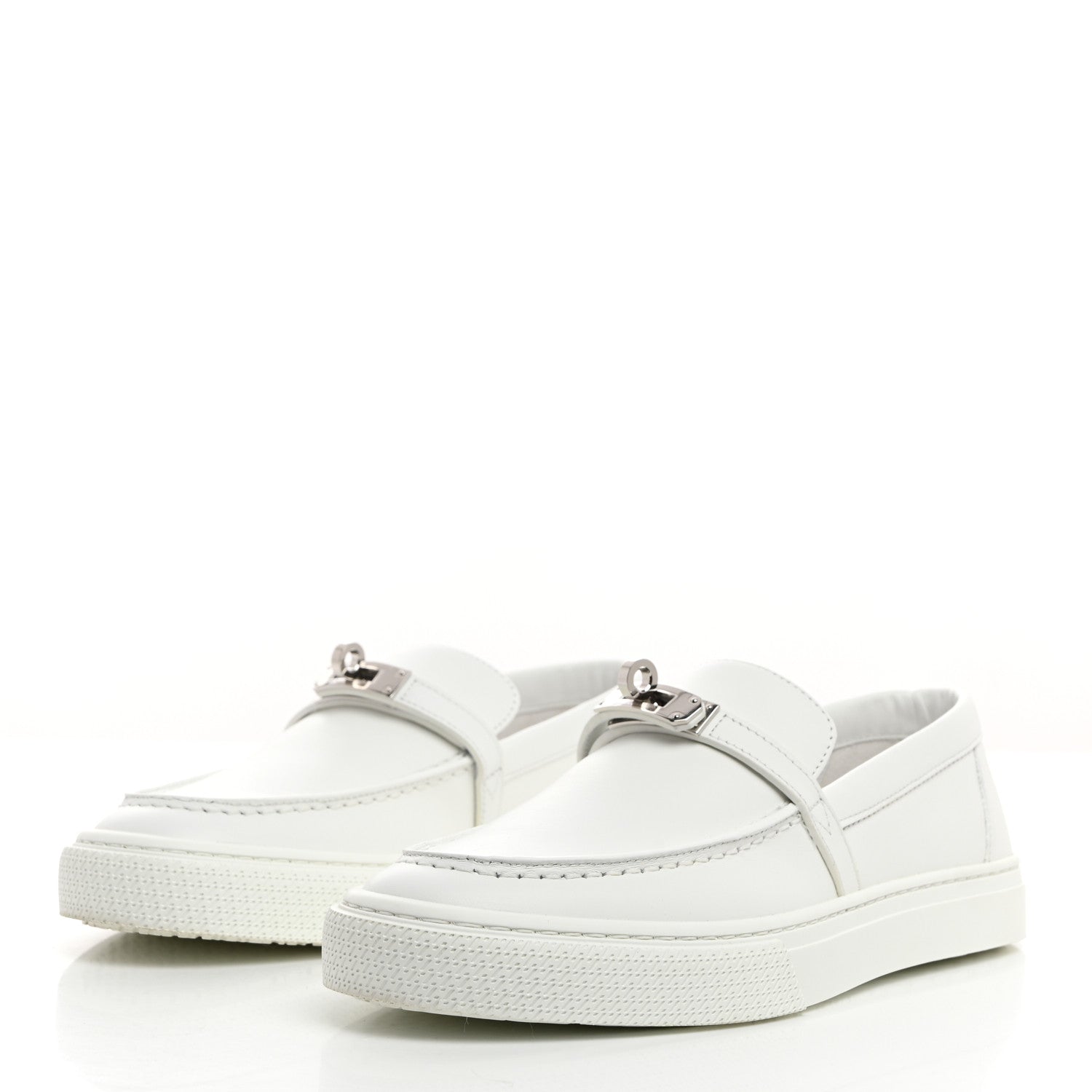 Hermes Calfskin Game Slip On Sneakers 38 White 3 of 8