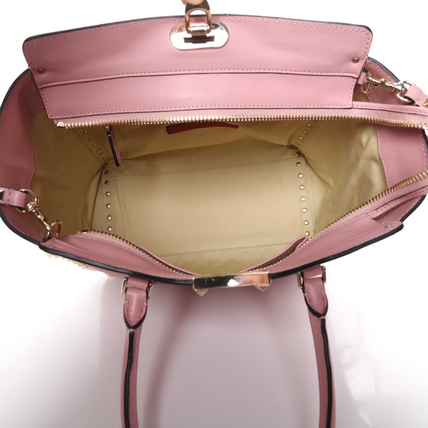Vitello Rockstud Double Handle Tote Pop Gardenia