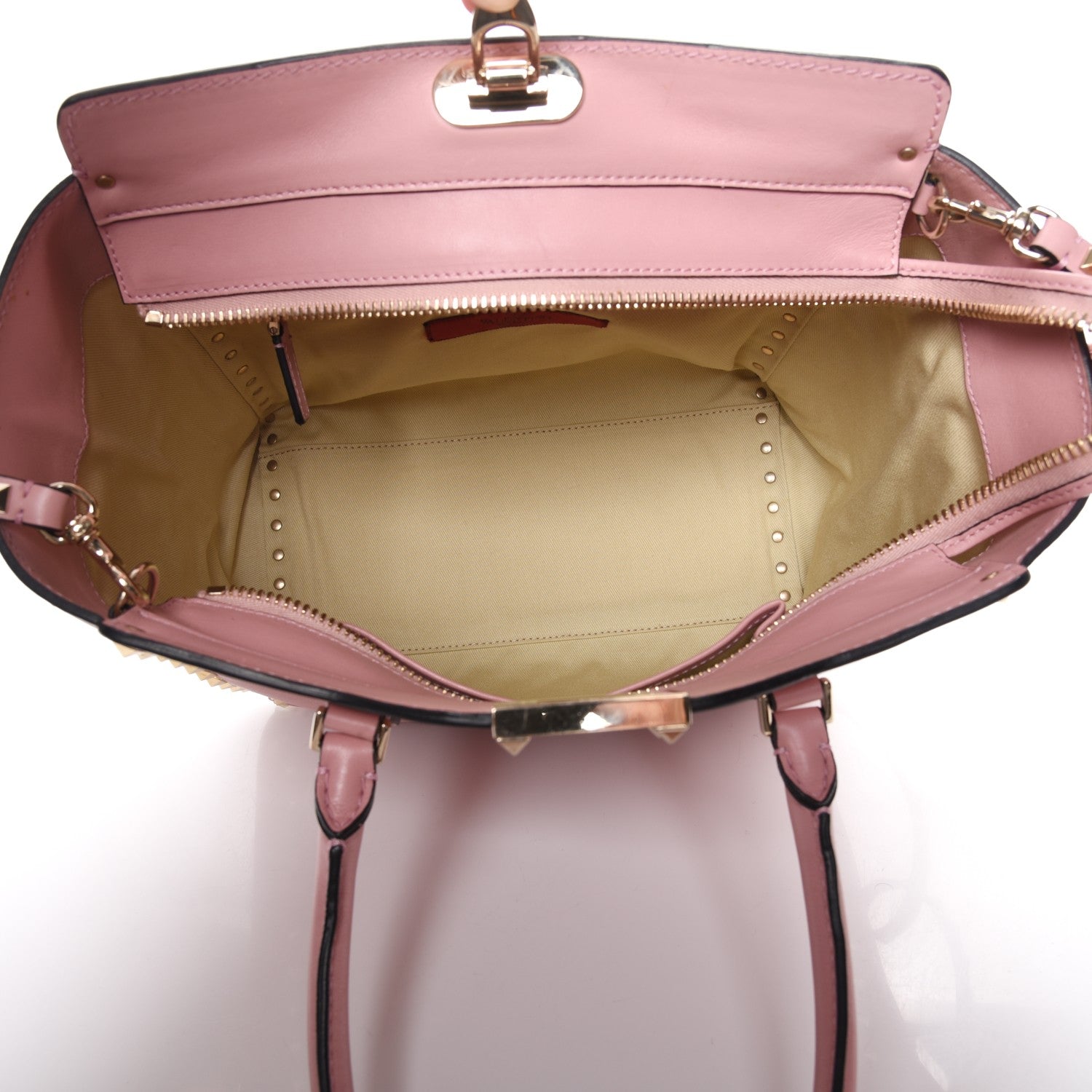 Valentino Garavani Vitello Rockstud Double Handle Tote Pop Gardenia 6 of 11