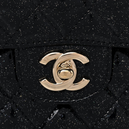 Chanel Patent Quilted Sparkle Glitter Medium Double Flap Black 8 of 14