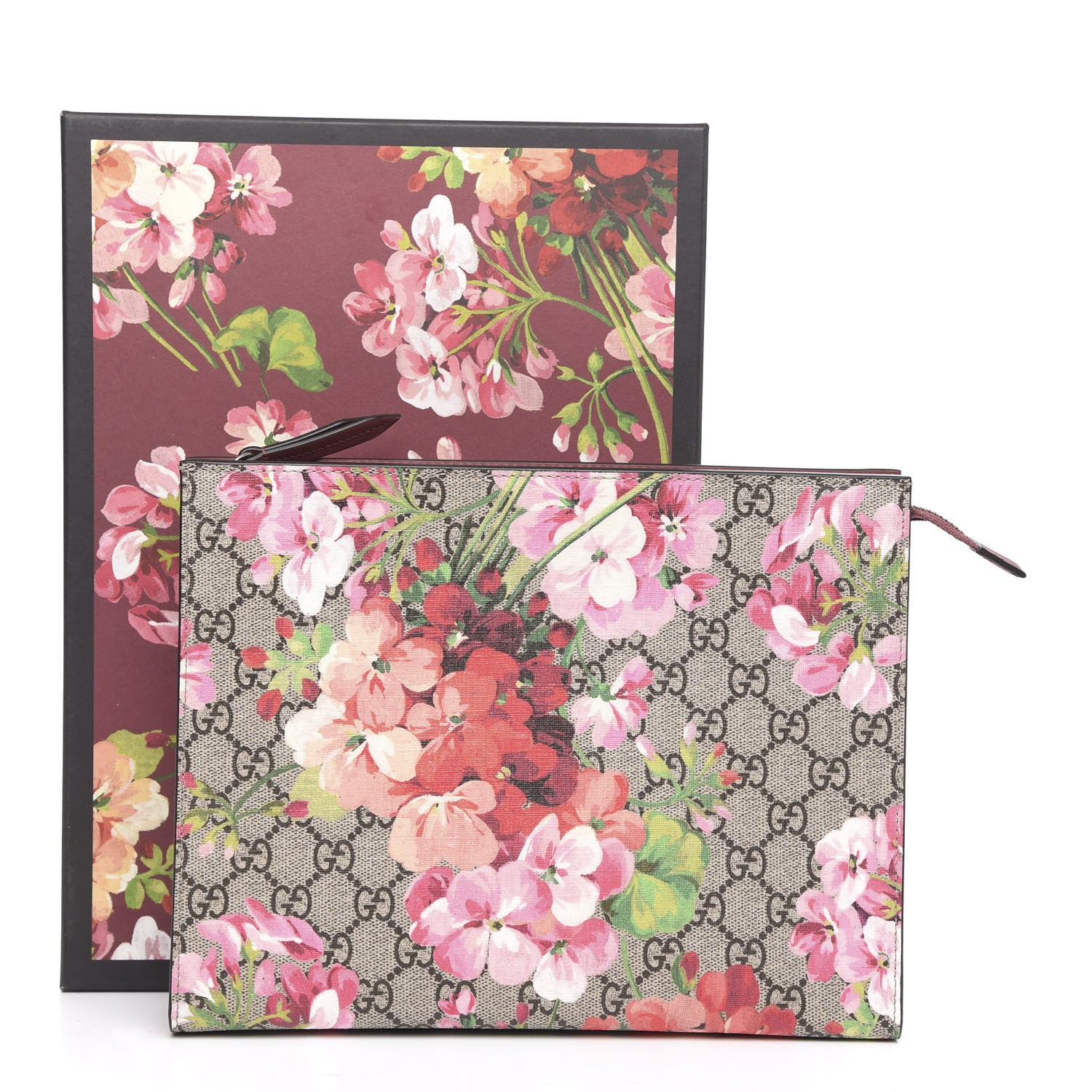 Gucci GG Supreme Monogram Blooms Large Cosmetic Case Beige Multicolor Dry Rose 10 of 10