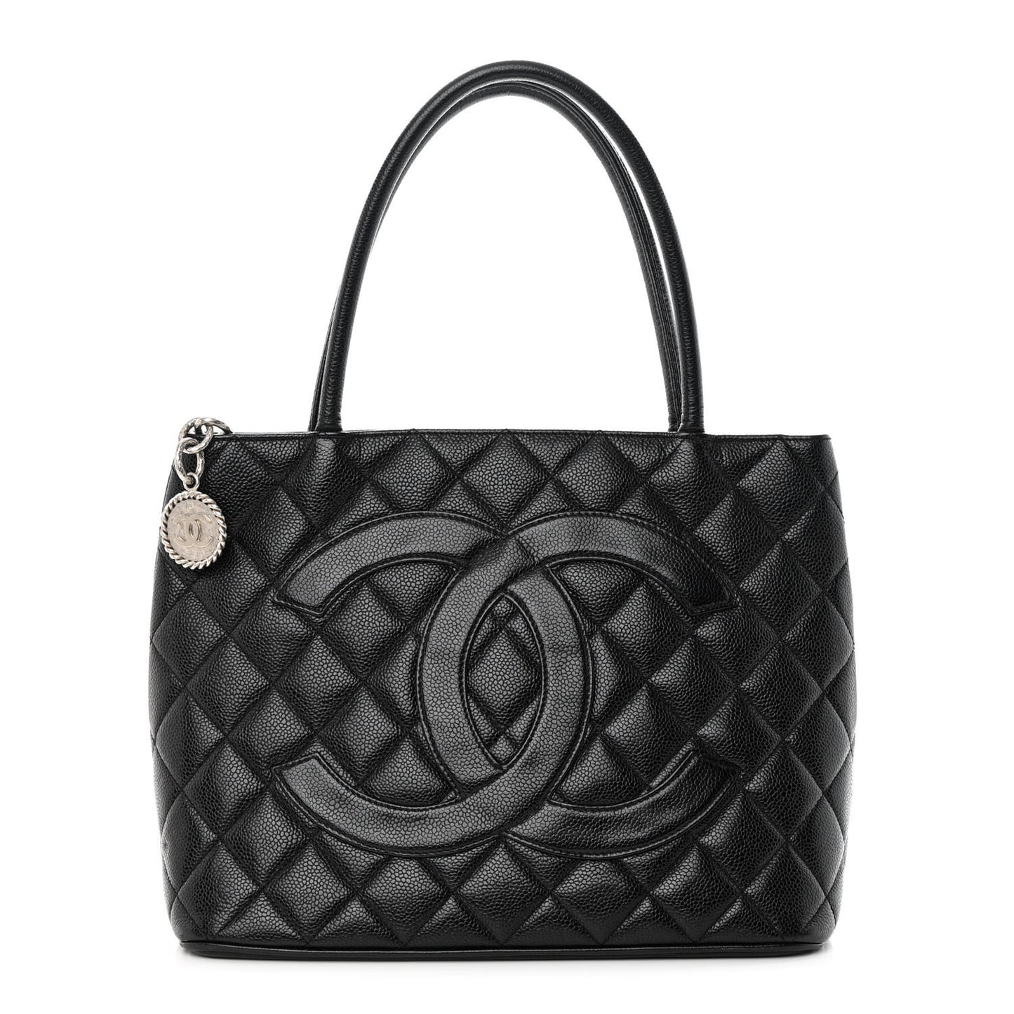 Caviar Quilted Medallion Tote Black