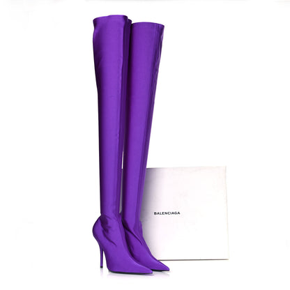 Balenciaga Spandex Pointed Toe Knife Thigh High Boots 38 Violet 8 of 8