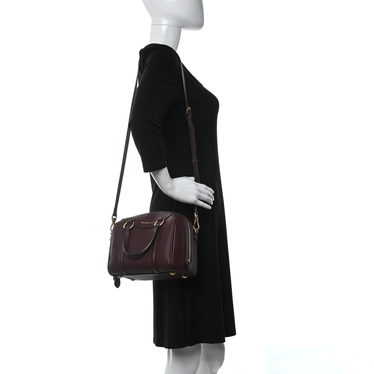 Burberry Derby Calfskin Small Alchester Bowling Bag Mahogany Red 2 of 8