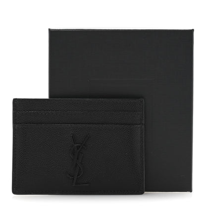 Saint Laurent Grain De Poudre Matelasse Chevron Monochrome Monogram Credit Card Case Black 10 of 10