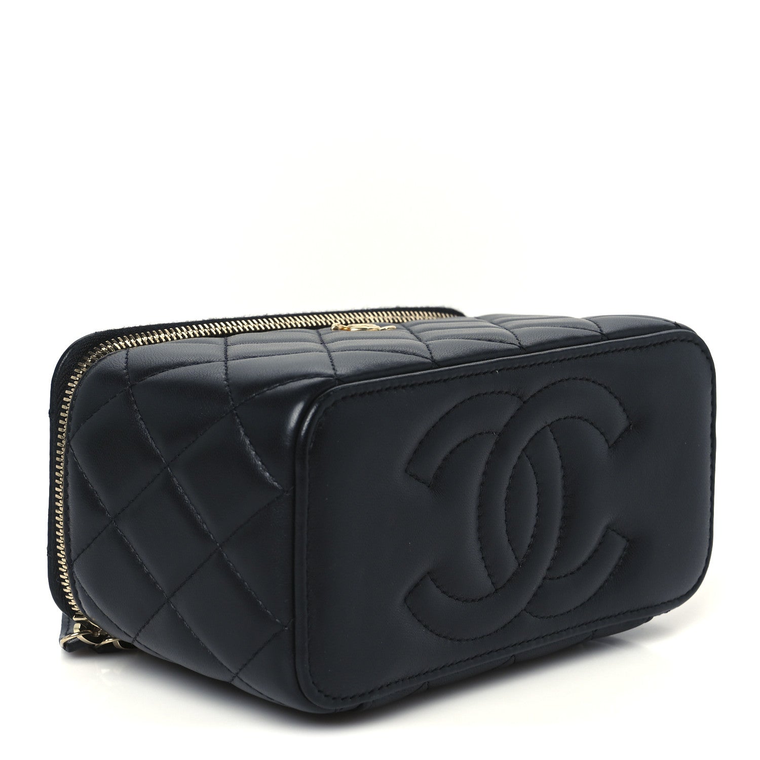Chanel Lambskin Quilted Pearl Crush Small Vanity Case With Chain Black 4 of 12