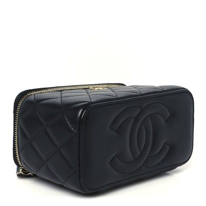 Chanel Lambskin Quilted Pearl Crush Small Vanity Case With Chain Black 4 of 12