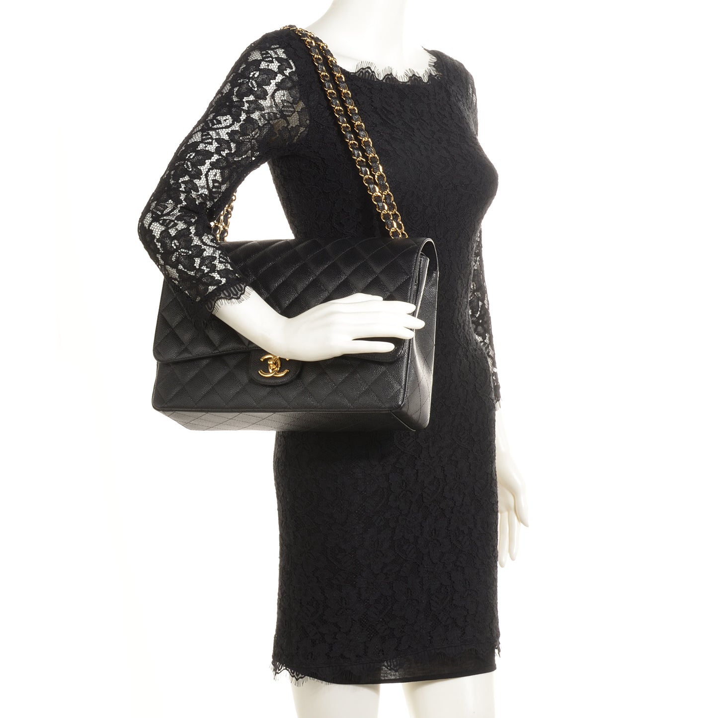 Caviar Quilted Maxi Double Flap Black