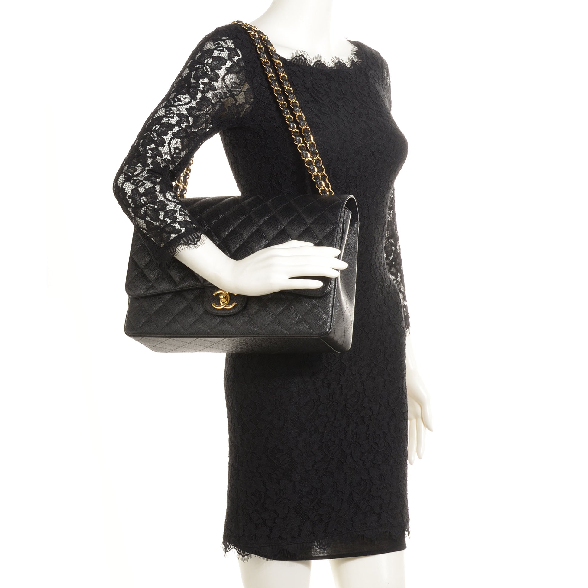 Chanel Caviar Quilted Maxi Double Flap Black 2 of 9