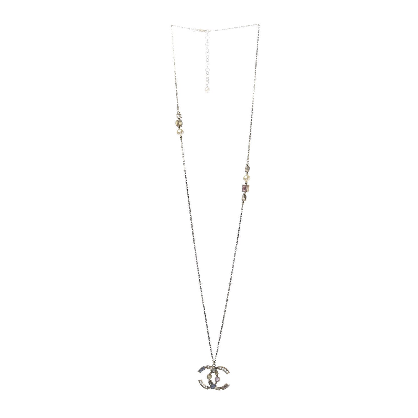 Crystal CC Pendant Necklace Gold Multicolor