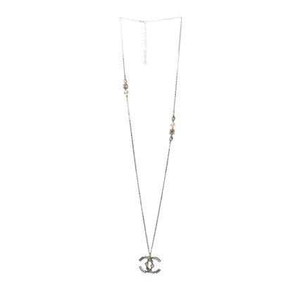Chanel Crystal CC Pendant Necklace Gold Multicolor 3 of 7