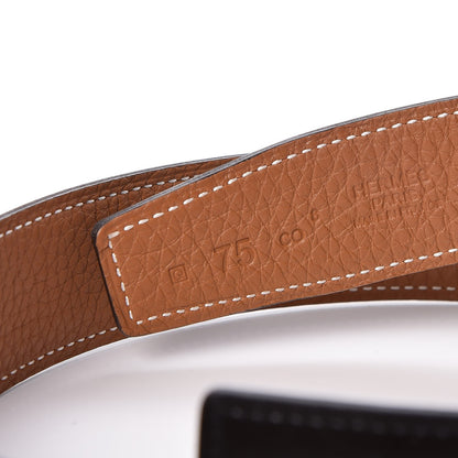 Hermes Box Togo 32mm Belt Strap 75 Black Gold 2 of 3