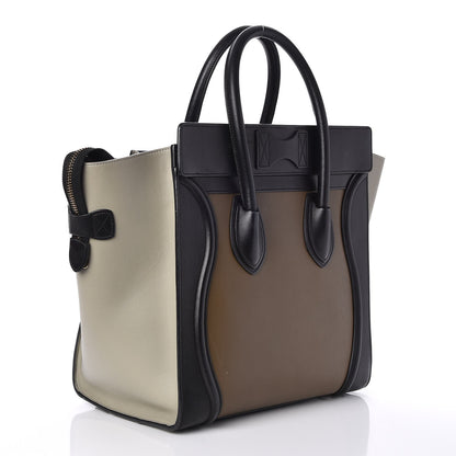 Celine Satin Calfskin Mini Tri-Color Luggage Dark Grey 3 of 12