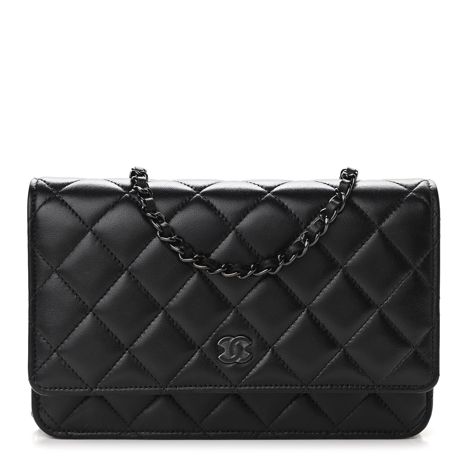 Chanel Lambskin Quilted Wallet On Chain WOC So Black 1 of 11