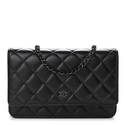 Chanel Lambskin Quilted Wallet On Chain WOC So Black 1 of 11