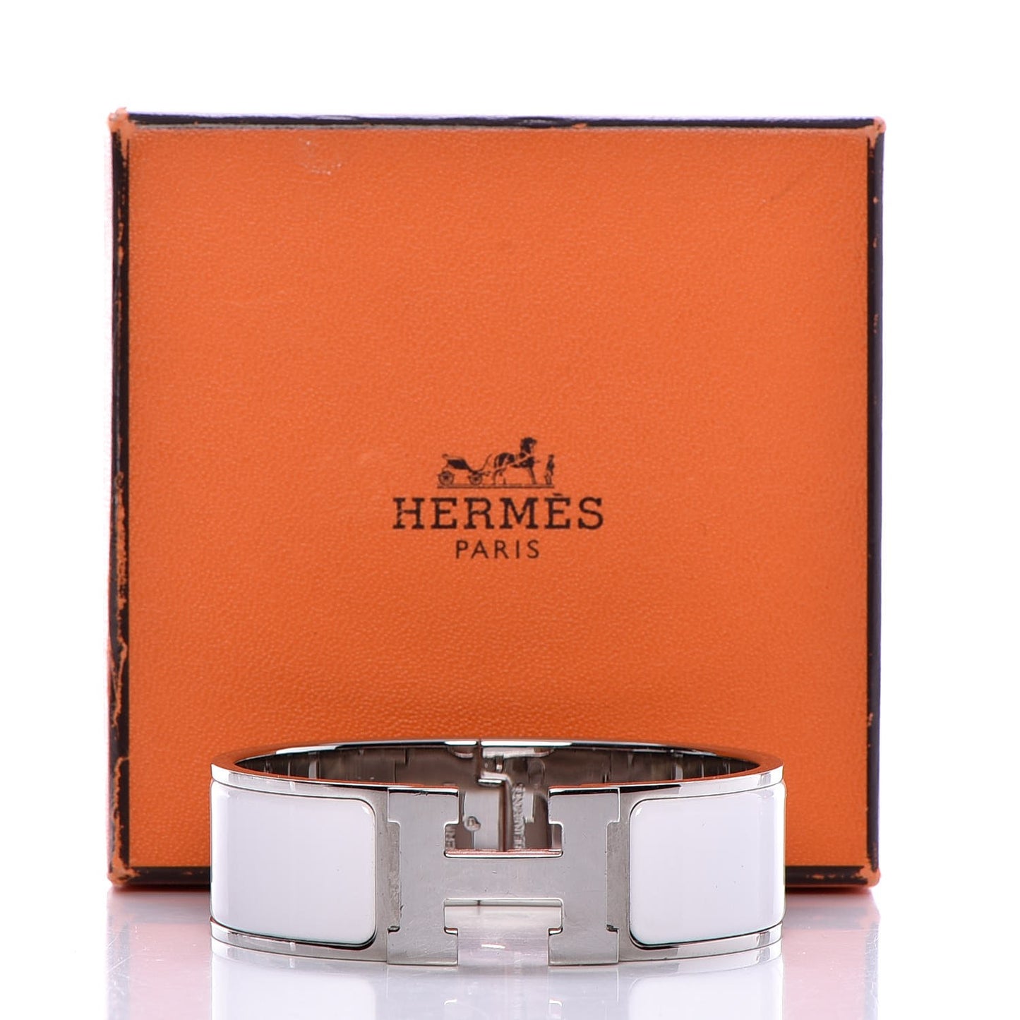 Enamel Wide Clic Clac H Bracelet PM White
