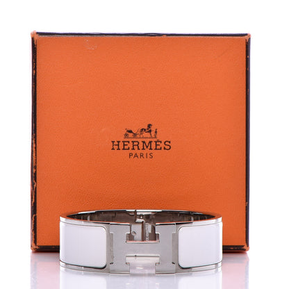 Hermes Enamel Wide Clic Clac H Bracelet PM White 6 of 6