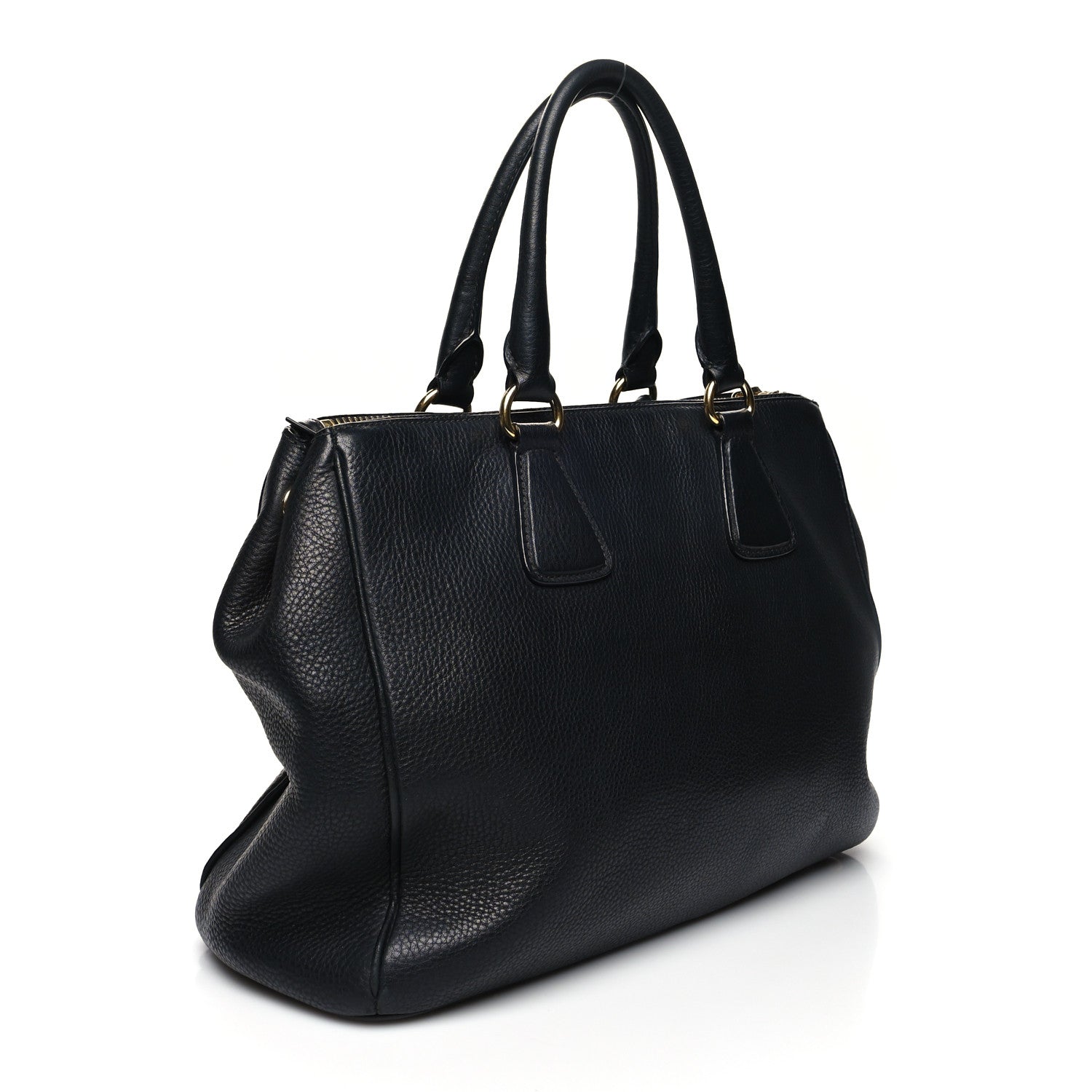 Prada Vitello Daino Large Double Zip Tote Black 3 of 16