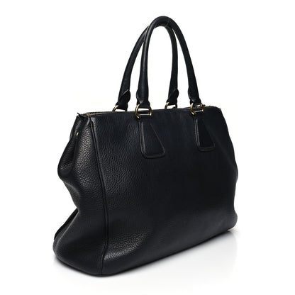 Prada Vitello Daino Large Double Zip Tote Black 3 of 16