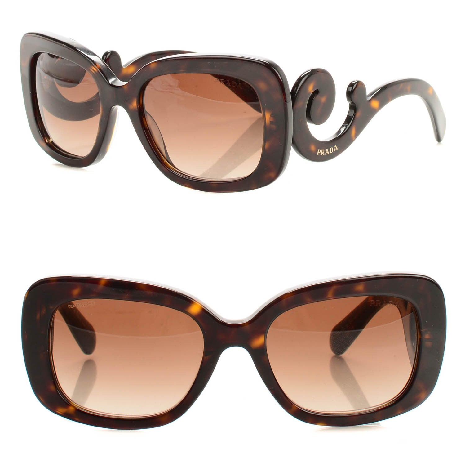 Prada Acetate Baroque Sunglasses SPR 27O Tortoise 1 of 6