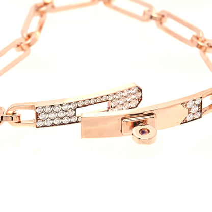 Hermes 18K Rose Gold Diamond Pave PM Kelly Chaine Bracelet ST 3 of 5