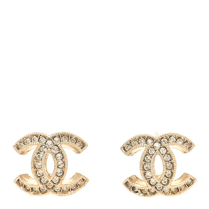 Chanel Metal Crystal CC Earrings Gold 1 of 5