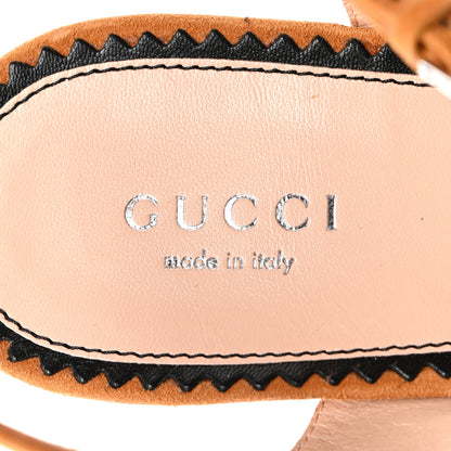 Gucci Malaga Kid Suede Snakeskin Interlocking G Studs 155mm Platform Sandals 40 Beige Cognac 6 of 7