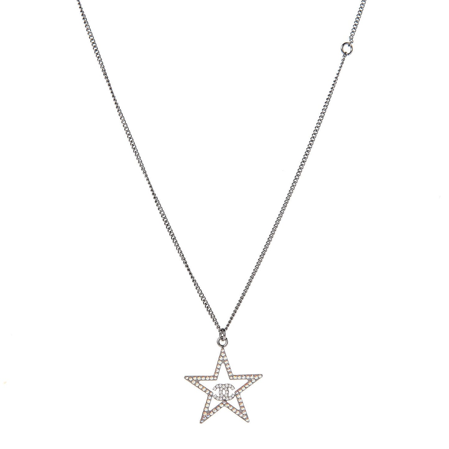 Ruthenium Crystal Star CC Necklace Iridescent Pink