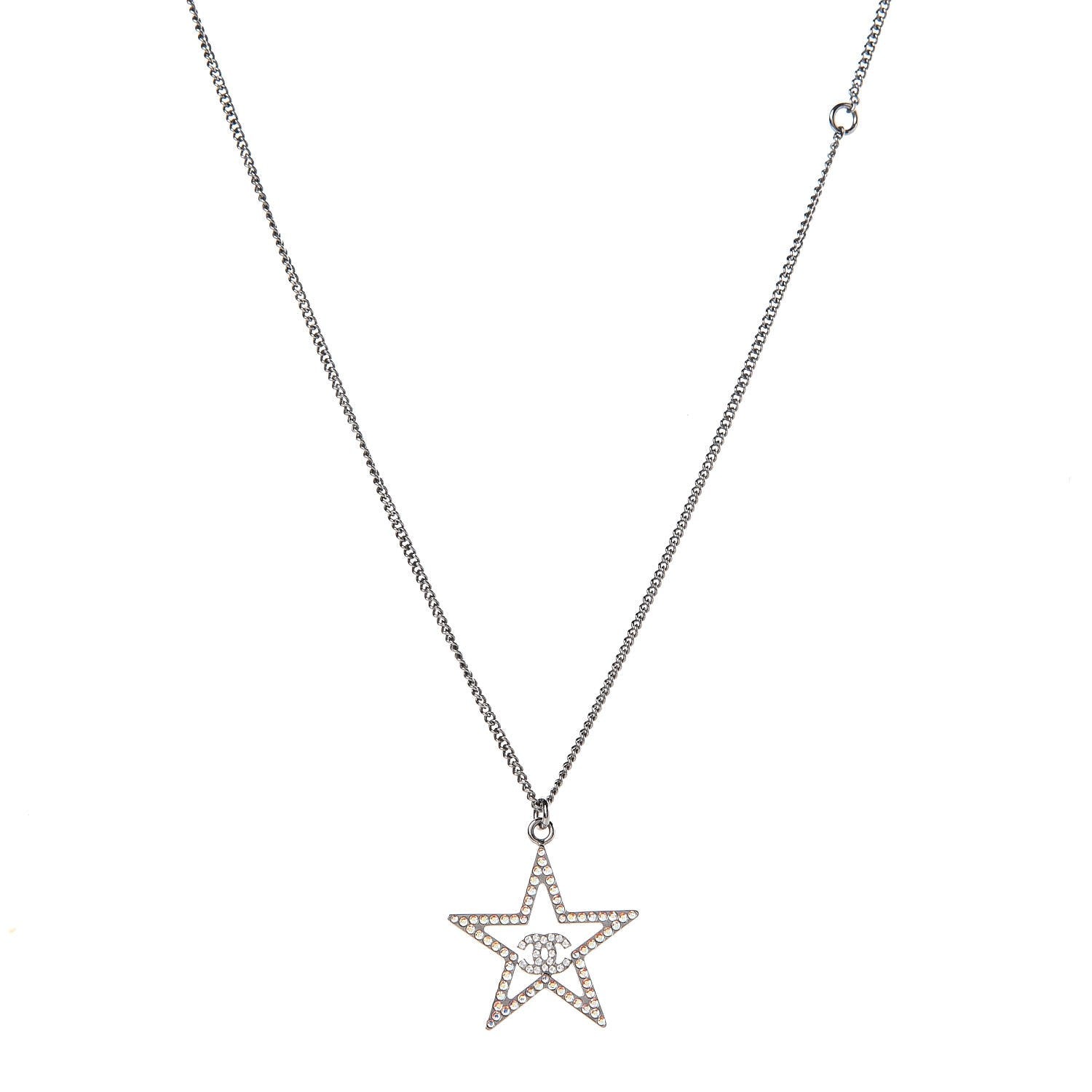 Chanel Ruthenium Crystal Star CC Necklace Iridescent Pink 1 of 6