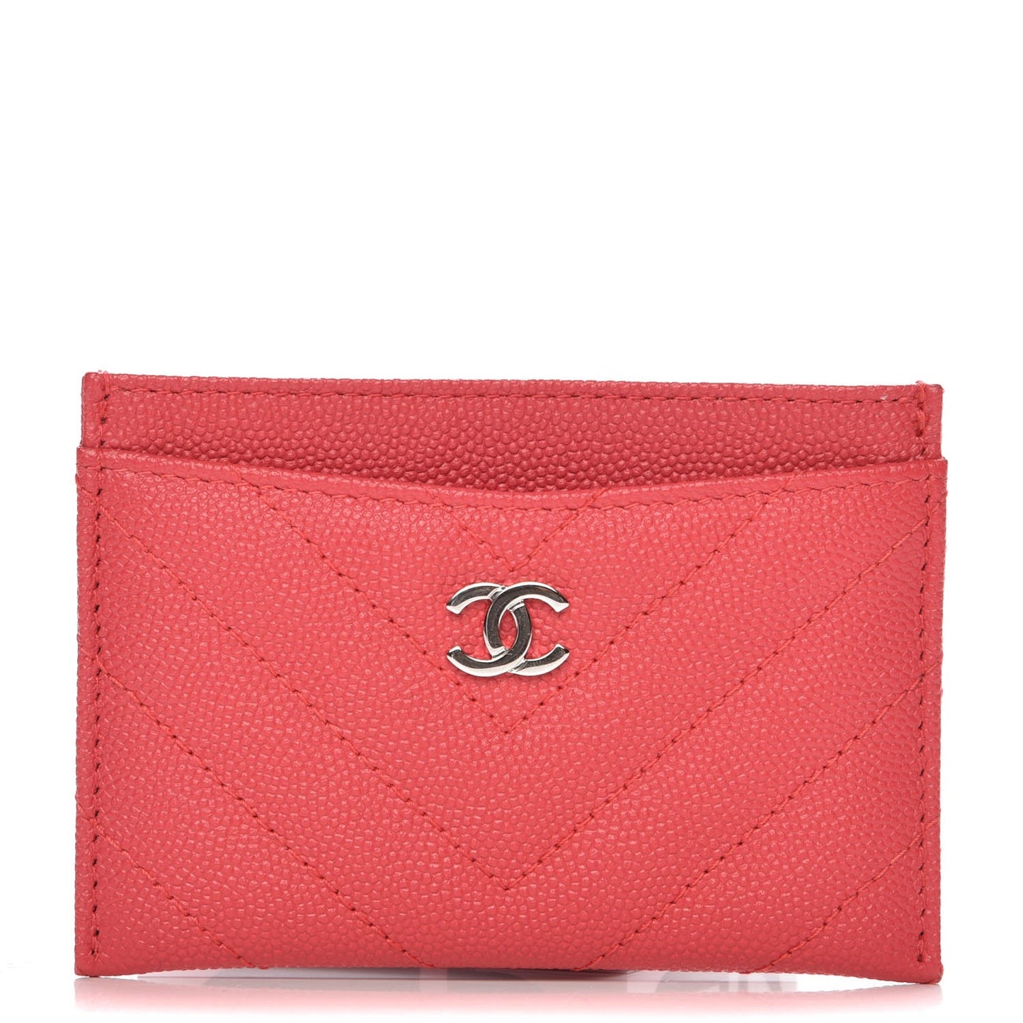 Caviar Chevron Quilted Card Holder Pink