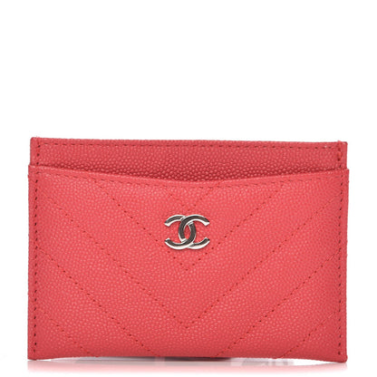 Chanel Caviar Chevron Quilted Card Holder Pink 1 of 9