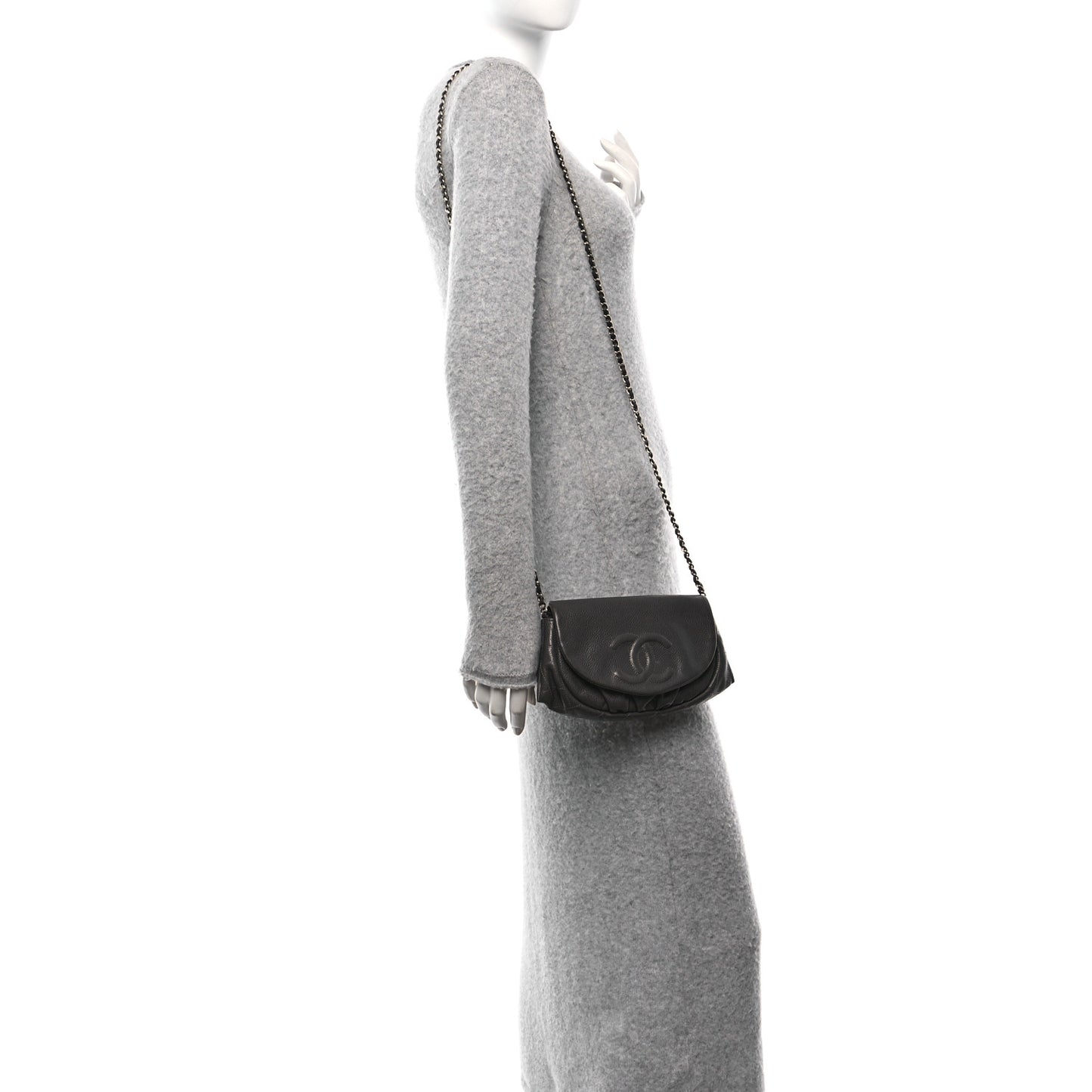 Caviar Half Moon Wallet On Chain WOC Dark Grey