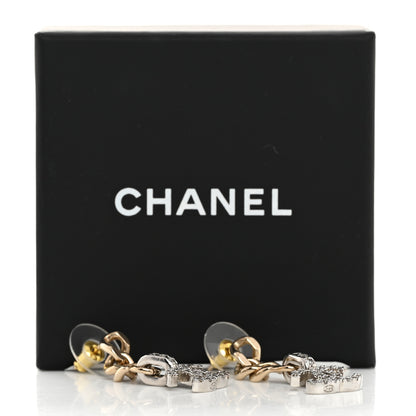 Chanel Metal Crystal CC Chain Drop Earrings Gold 5 of 5