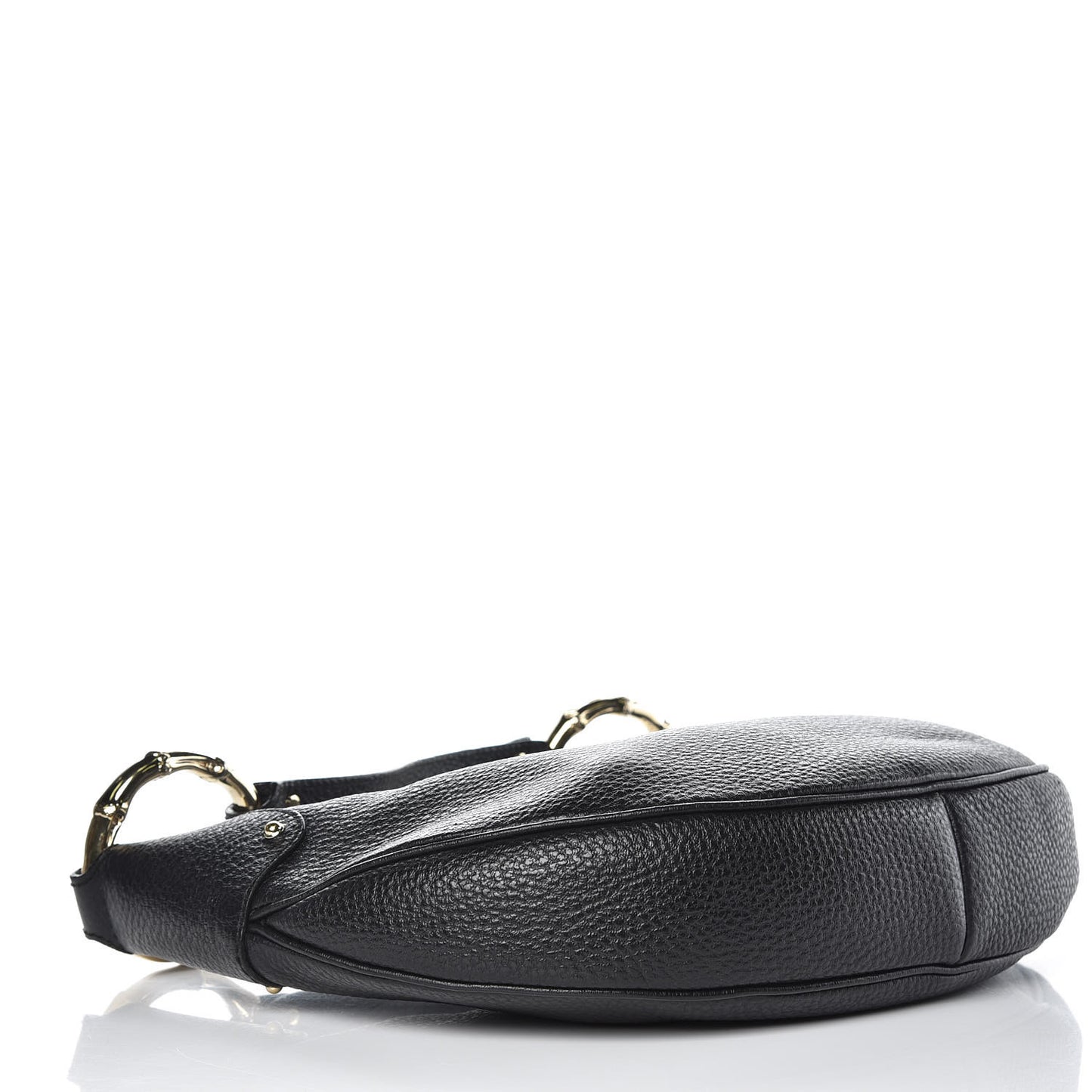 Calfskin Half Moon Bamboo Ring Hobo Black