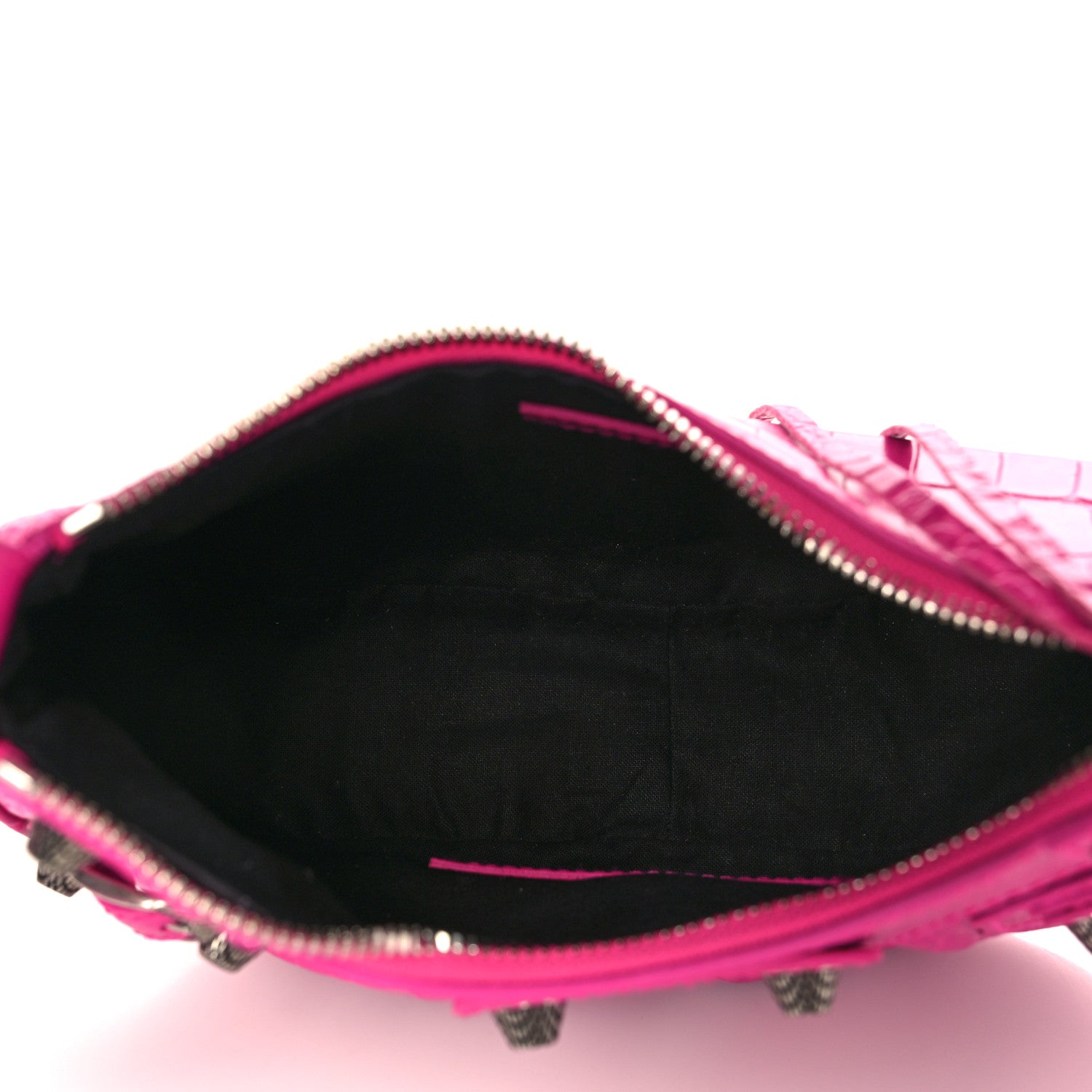 Balenciaga Extra Supple Calfskin Crocodile Embossed XS Le Cagole Shoulder Bag Lipstick Pink 4 of 8