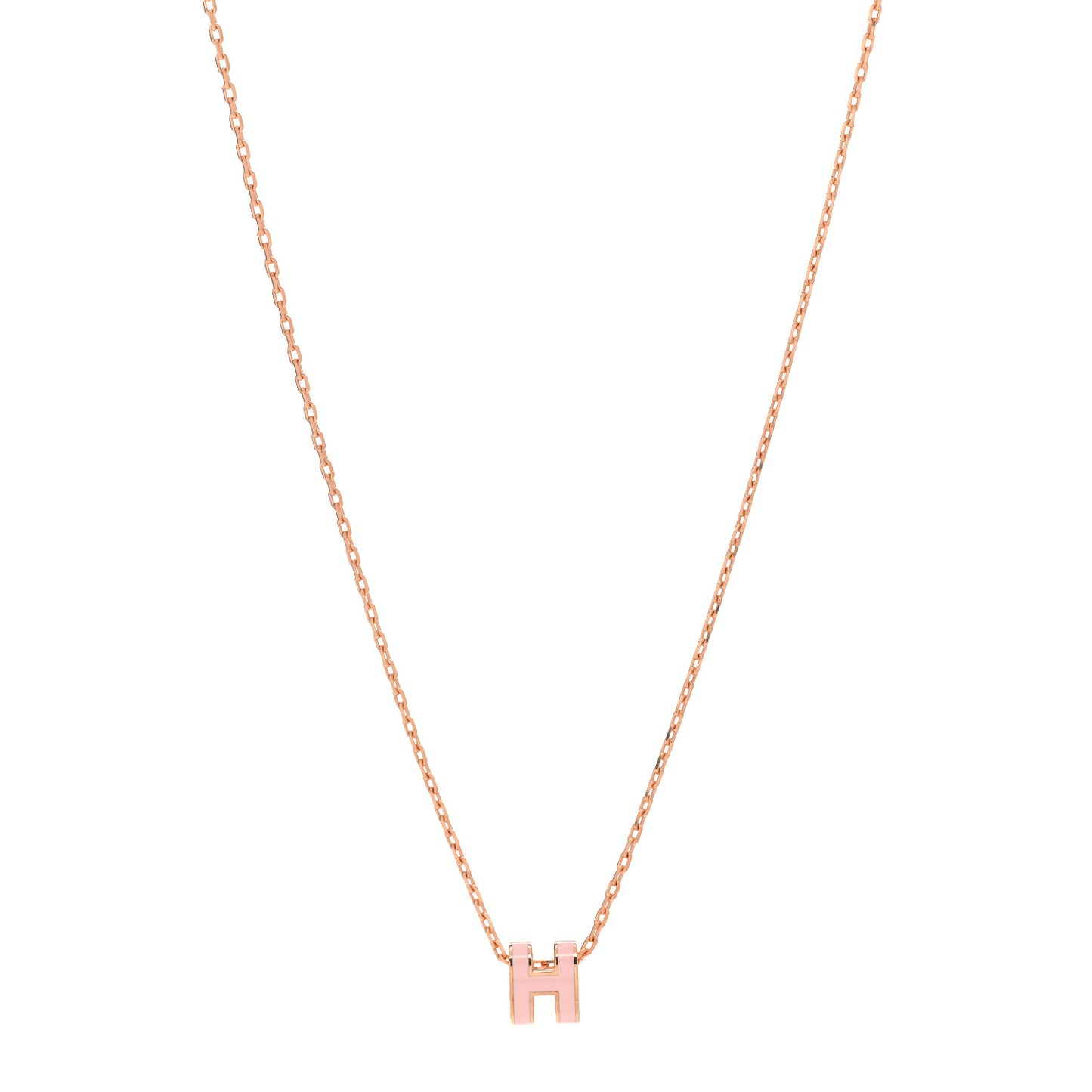 Lacquered Rose Gold Mini Pop H Pendant Necklace Rose Dragee