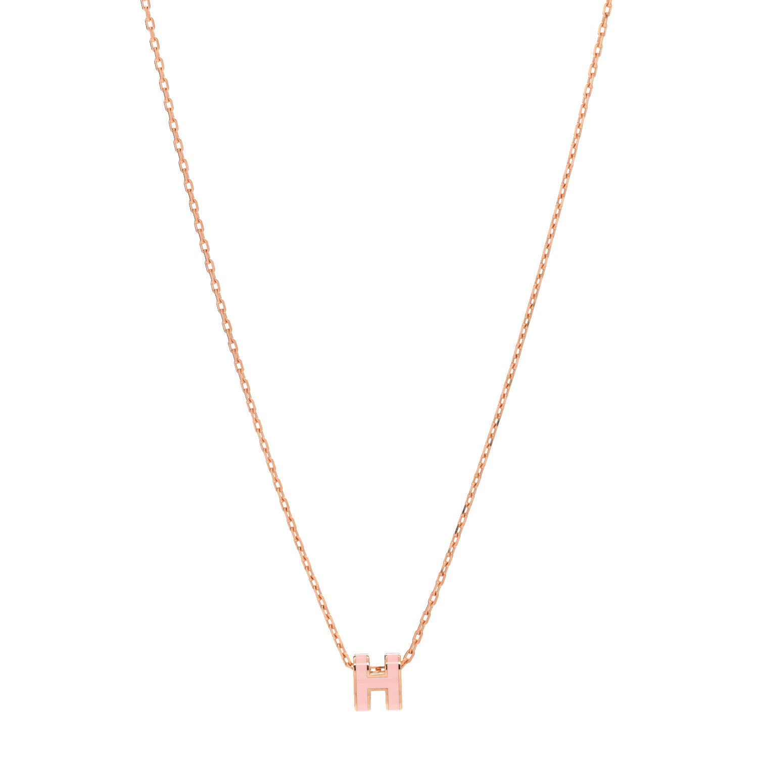 Hermes Lacquered Rose Gold Mini Pop H Pendant Necklace Rose Dragee 1 of 7