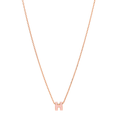 Hermes Lacquered Rose Gold Mini Pop H Pendant Necklace Rose Dragee 1 of 7
