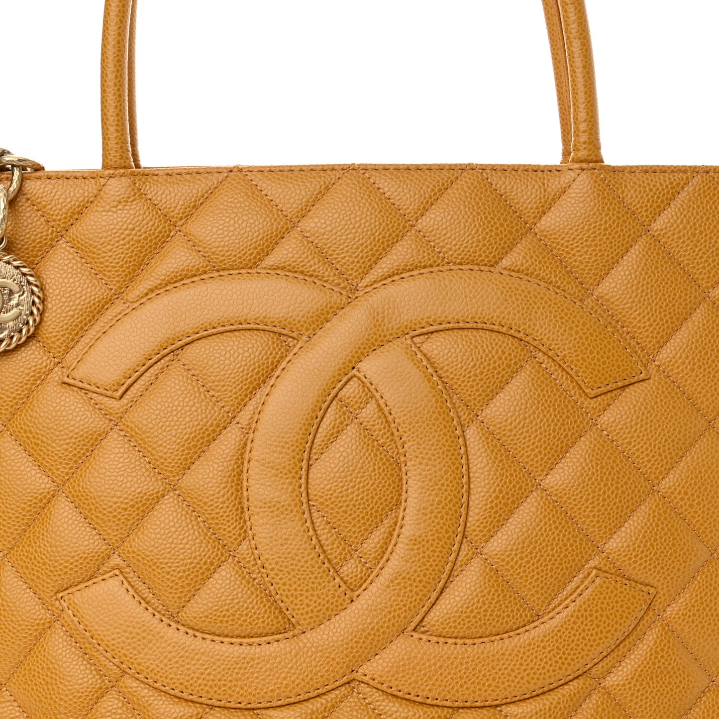 Caviar Quilted Medallion Tote Yellow