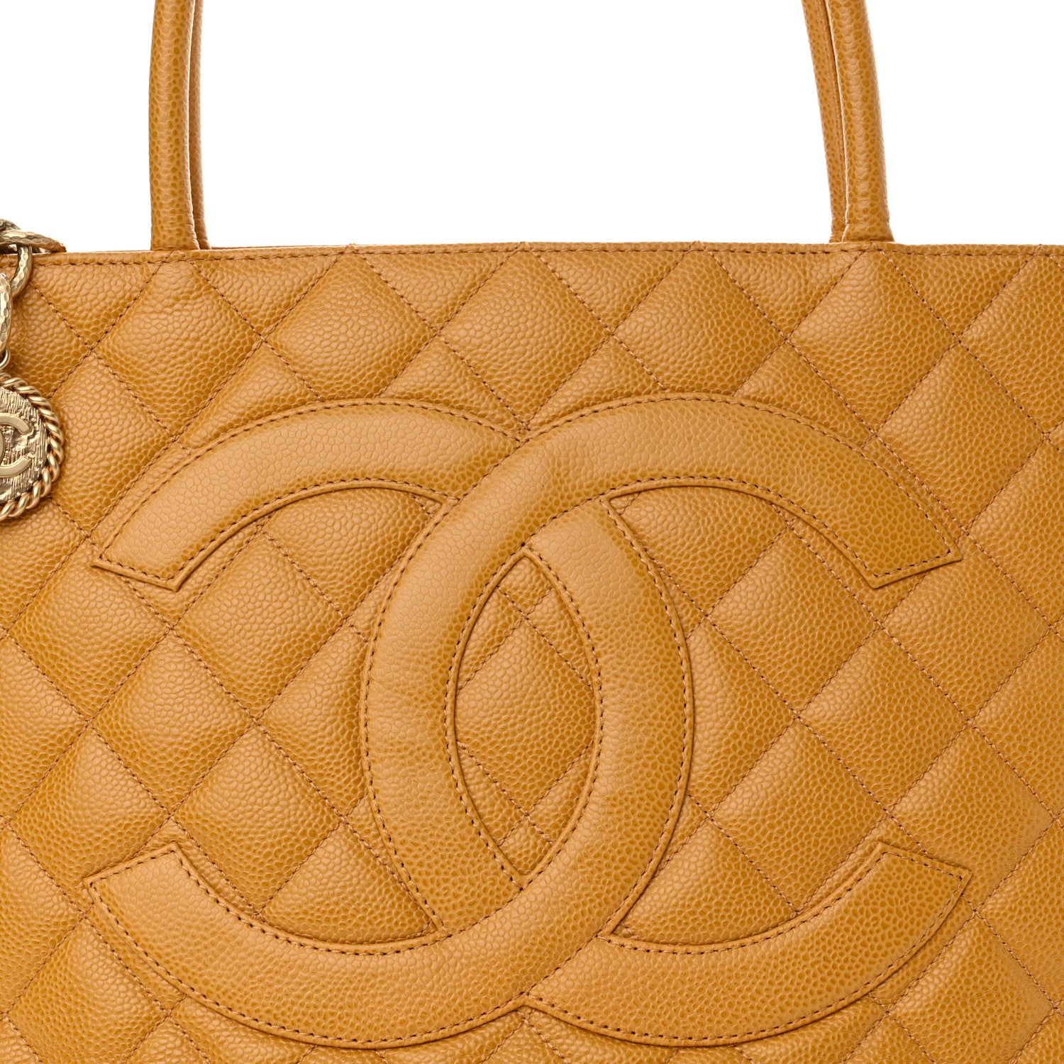 Chanel Caviar Quilted Medallion Tote Yellow 8 of 14
