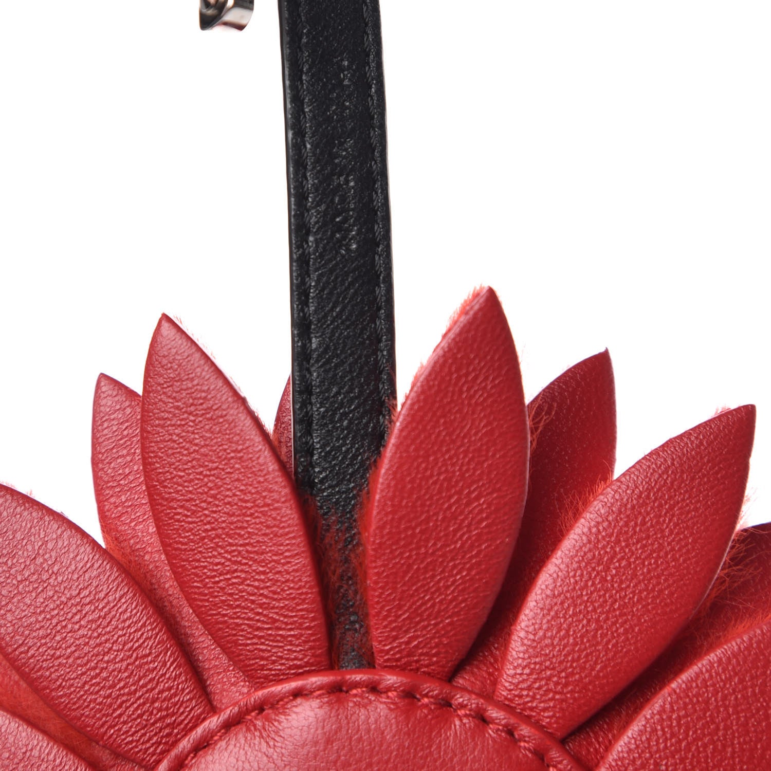 Fendi Calfskin Rabbit Fur Daisy Bag Charm Red Plaster 3 of 4