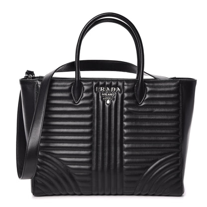 Prada Soft Calfskin Impunture Diagramme Tote Black 1 of 8